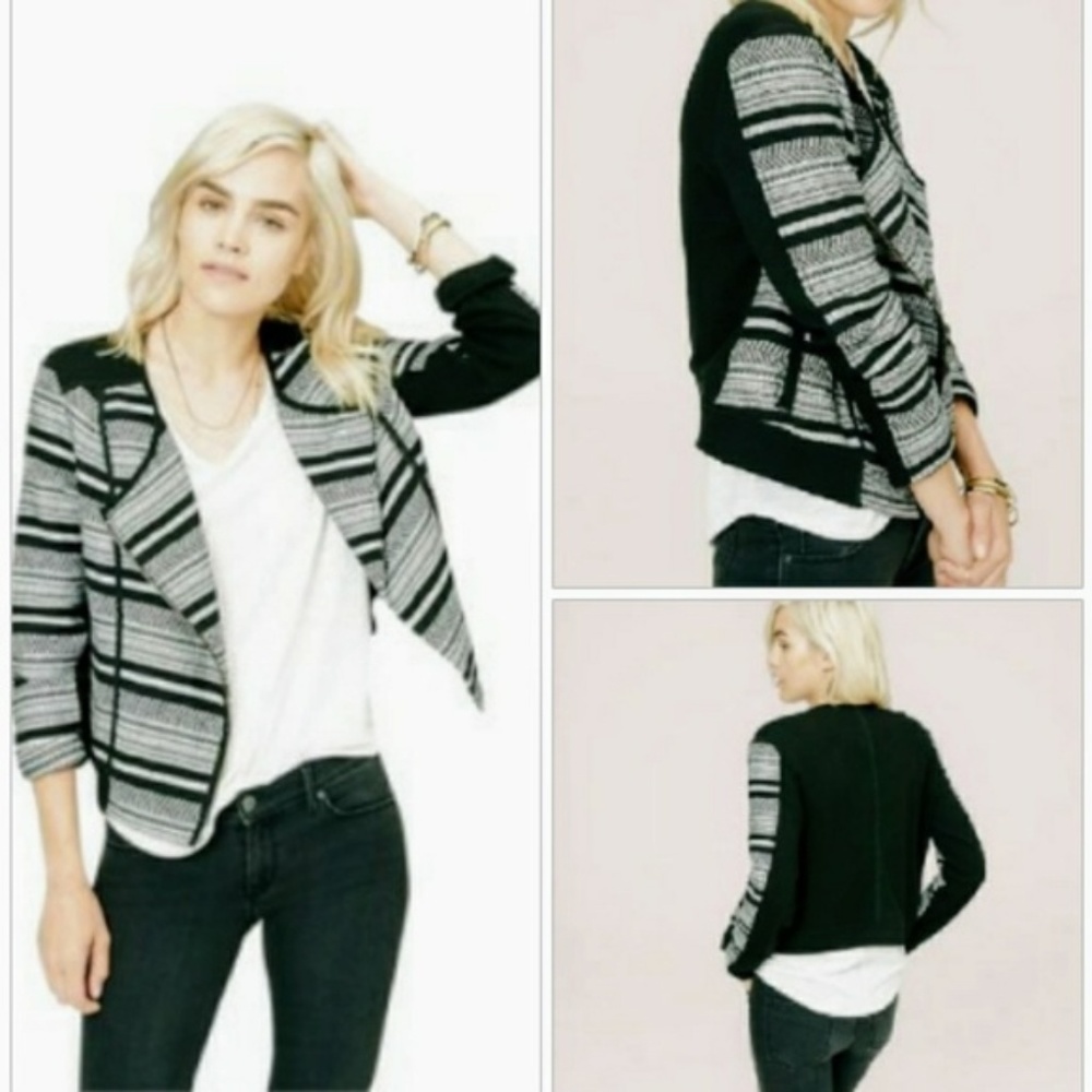 Lou & Grey Black White Striped Moto Jacket